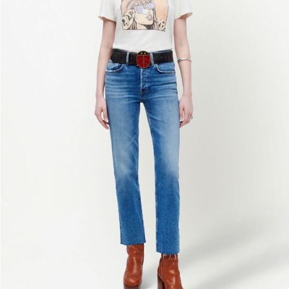 RE/DONE high-rise stove pipe jeans, indigo storm, women’s size 29 NWT! - Picture 2 of 12